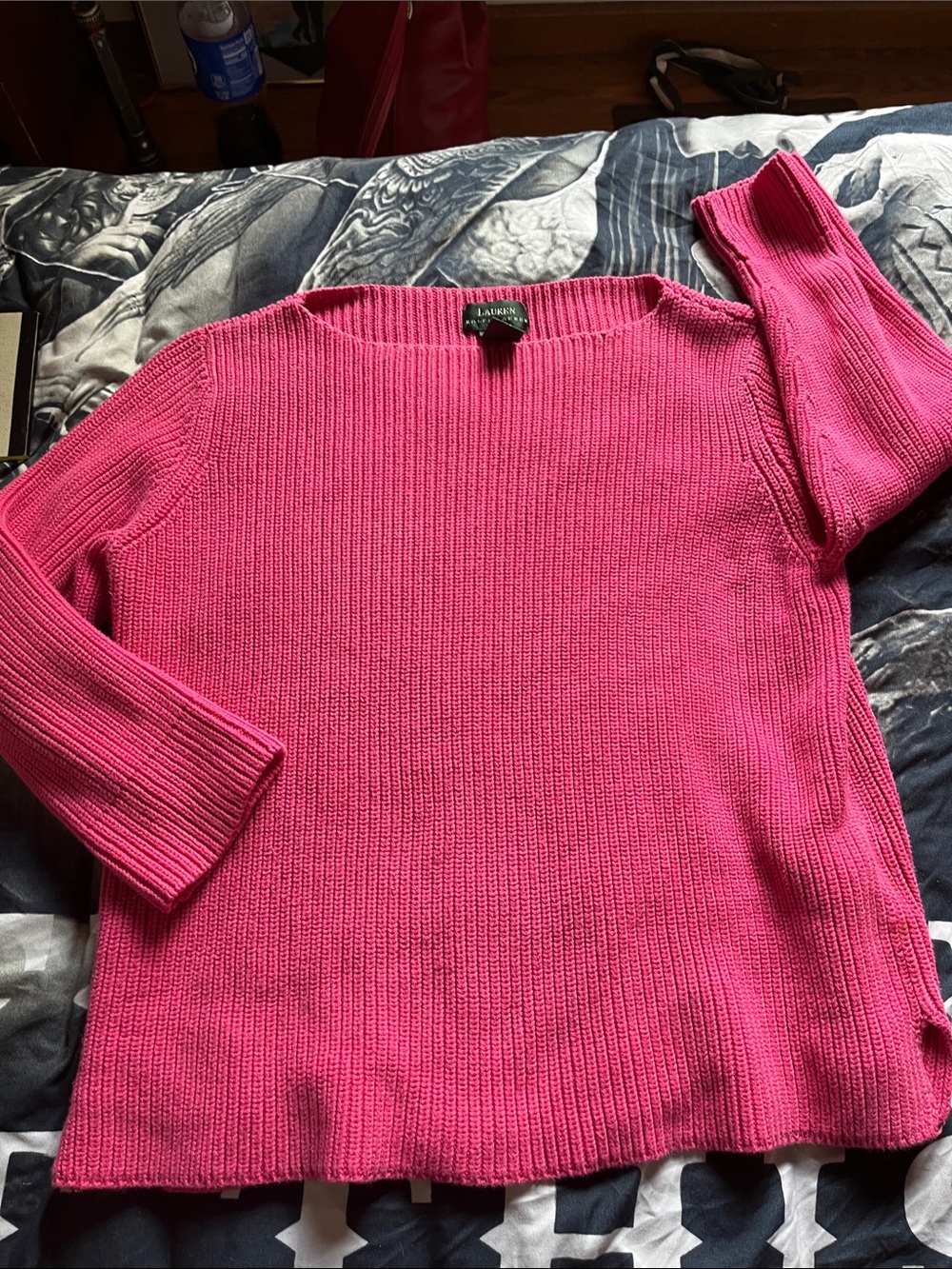 Lauren Ralph Lauren Bright Fuchsia Rib Knit Sweater